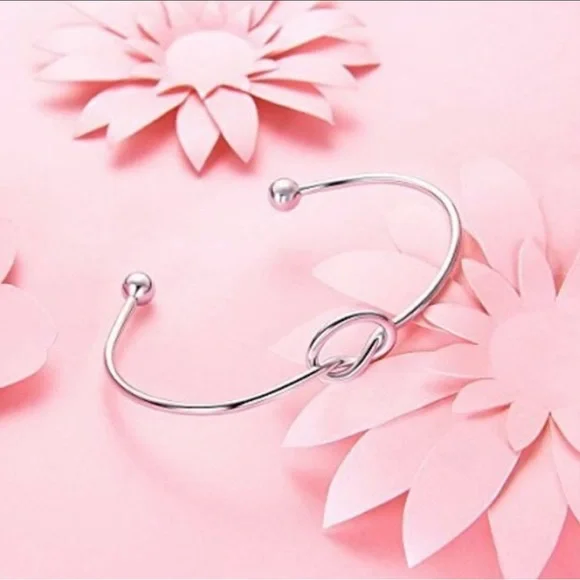 14k WG Plated Love Knot Cuff Bracelet - Picture 6 of 7